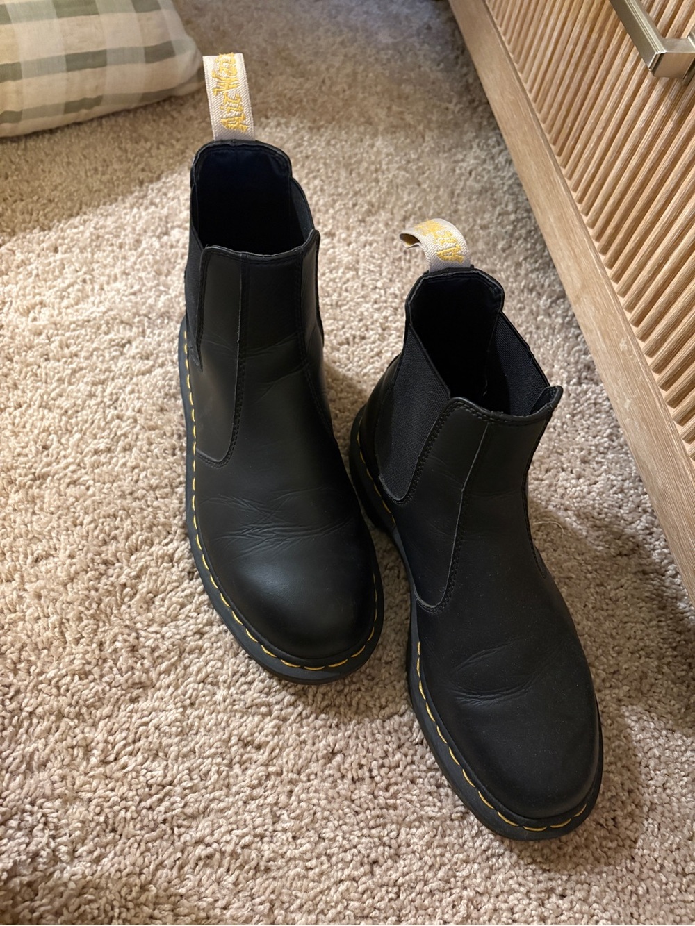 Dr. Martens Black Chelsea Boots with Yellow Stitching
